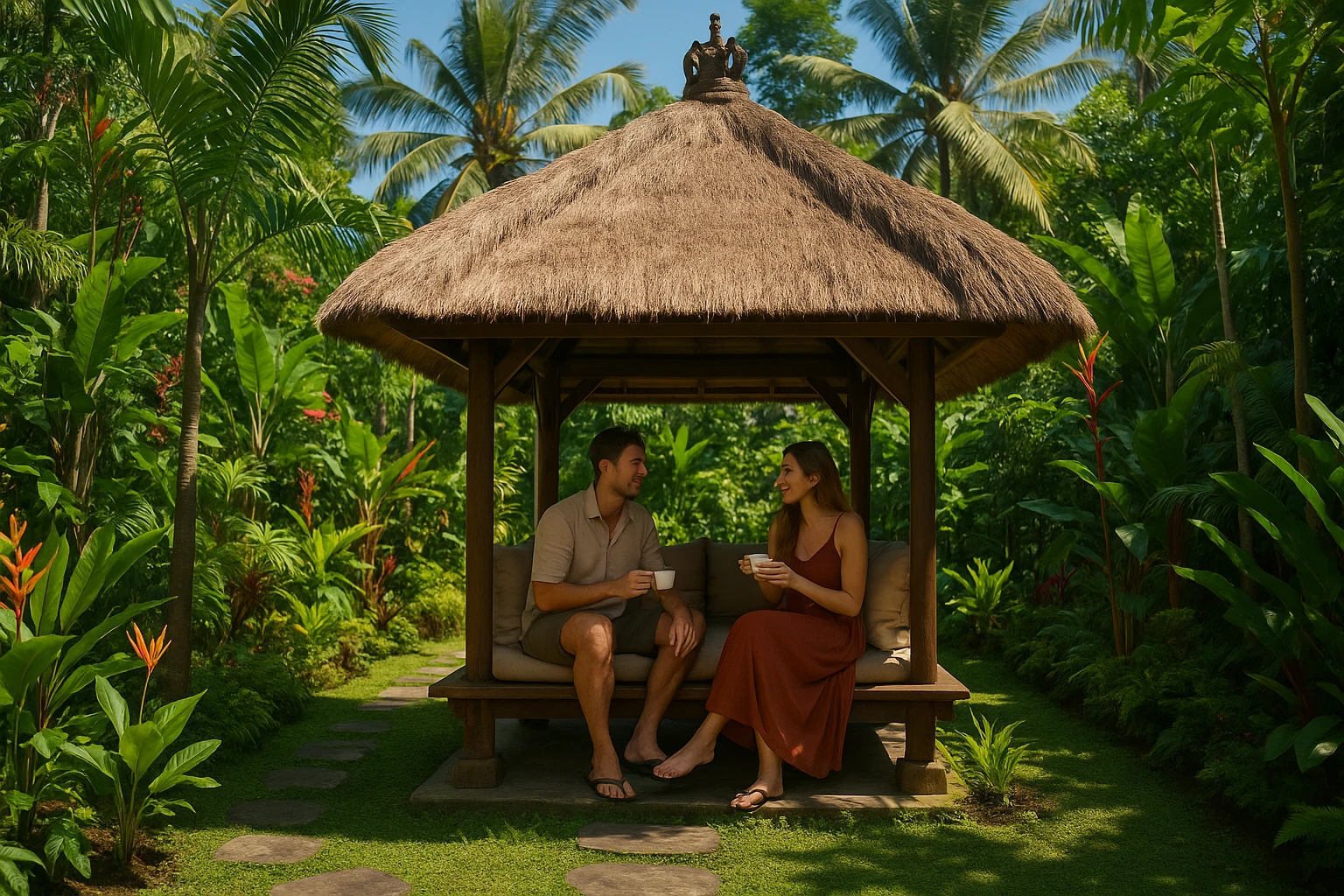 tropical garden Bali hut