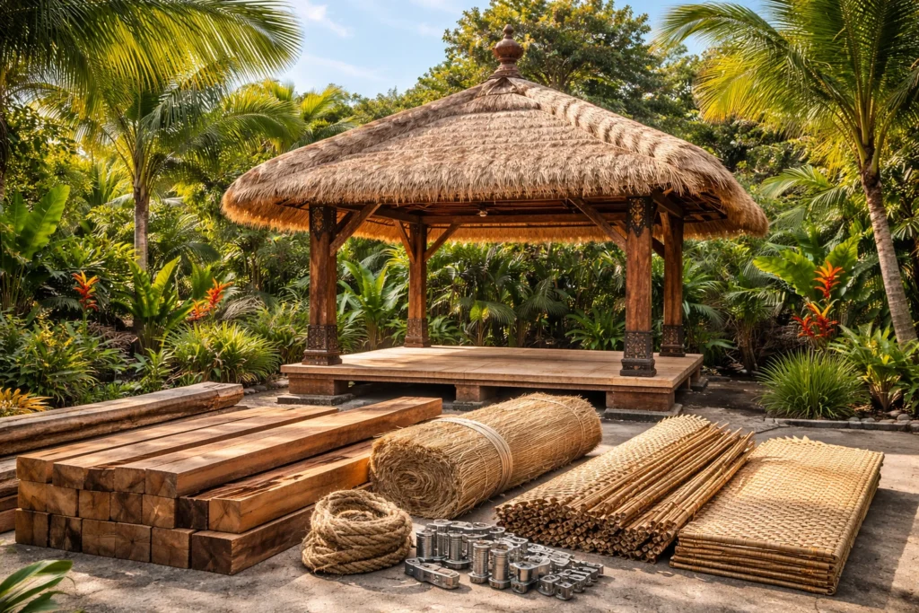 Bali hut quality depends on timber, roofing, and hardware.