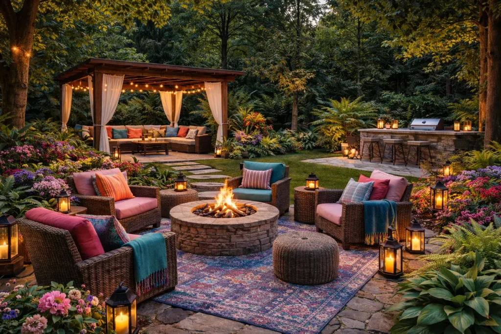 different textures making the outdoor space feel comfortable
