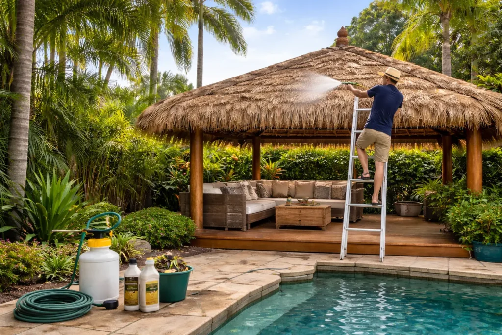 Weatherproofing a Bali hut roof